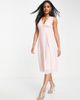 TFNC TFNC Bridesmaid chiffon v front midi dress with pleated skirt in whisper pink - 1