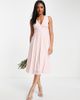 TFNC TFNC Bridesmaid chiffon v front midi dress with pleated skirt in whisper pink - 4