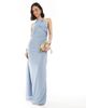 TFNC TFNC Bridesmaid cross front maxi dress with cowl back in dusty blue - 1
