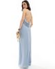 TFNC TFNC Bridesmaid cross front maxi dress with cowl back in dusty blue - 3