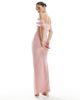 TFNC TFNC Bridesmaid fallen shoulder maxi dress with split in dusky pink - 3