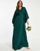 TFNC TFNC Bridesmaid kimono sleeve satin wrap maxi dress in emerald green - 1