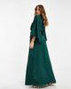 TFNC TFNC Bridesmaid kimono sleeve satin wrap maxi dress in emerald green - 4