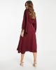 TFNC TFNC Bridesmaid kimono sleeve satin wrap midi dress in berry-Pink - 4