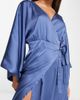 TFNC TFNC Bridesmaid kimono sleeve satin wrap midi dress in dusky blue - 3