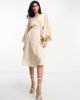 TFNC TFNC Bridesmaid kimono sleeve satin wrap midi dress in mink-Pink - 1