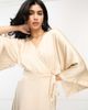 TFNC TFNC Bridesmaid kimono sleeve satin wrap midi dress in mink-Pink - 3