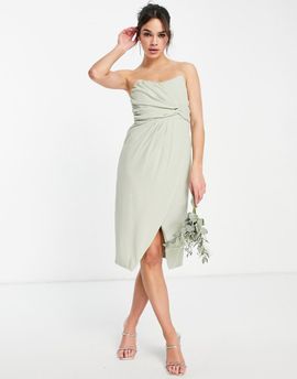 TFNC TFNC Bridesmaid Noee bandeau wrap dress in sage green