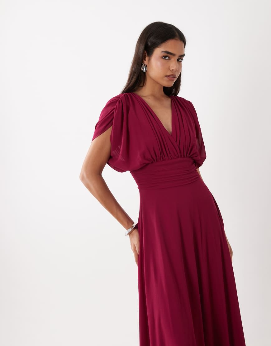 tfnc pleated maxi bridesmaid dress Billie Satin Dress | classic black dress Inner Shell Color:White The TFNC Bridesmaid Petite