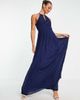 TFNC TFNC bridesmaid pleated wrap detail maxi dress in navy - 4