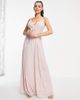 TFNC TFNC bridesmaid pleated wrap front cami maxi dress in mink-Pink - 1
