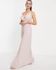 TFNC TFNC bridesmaid pleated wrap front cami maxi dress in mink-Pink - 4