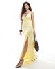 TFNC TFNC Bridesmaid satin maxi dress with minimal back detail in lemon-Yellow - 2