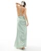 TFNC TFNC Bridesmaid satin maxi dress with minimal back detail in sage green - 3