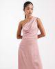 TFNC TFNC Bridesmaid satin one shoulder wrap skirt maxi dress in pink - 2
