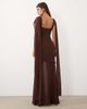 TFNC TFNC Bridesmaid scarf detail chiffon maxi dress with sheer skirt in chocolate-Brown - 4