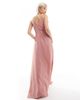 TFNC TFNC Bridesmaid wrap front chiffon maxi dress with frill detail and split in dusky pink - 2