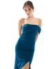 TFNC TFNC Bridesmaids asymmetric off the shoulder maxi dress in teal-Blue - 3