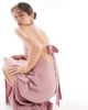 TFNC TFNC Bridesmaids bandeau satin maxi dress with tie back in mauve pink - 3