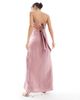 TFNC TFNC Bridesmaids bandeau satin maxi dress with tie back in mauve pink - 4