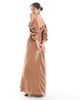 TFNC TFNC Bridesmaids cowl cold shoulders maxi dress with ruched sleeves in mocha-Brown - 3