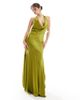 TFNC TFNC Bridesmaids cowl halterneck satin maxi dress in olive-Green - 1
