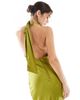 TFNC TFNC Bridesmaids cowl halterneck satin maxi dress in olive-Green - 4