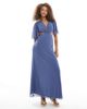 TFNC TFNC Bridesmaids flare sleeve cut-out maxi dress with bow back in dusky blue - 1