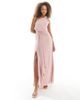 TFNC TFNC Bridesmaids one shoulder drape front maxi dress in mauve pink - 1