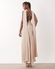 TFNC TFNC Bridesmaids v-neck lace up satin maxi dress with scarf in cream-White - 4
