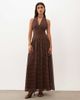 TFNC TFNC chiffon contrast waistband halter neck maxi dress in chocolate polka dot-Brown - 1