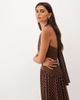TFNC TFNC chiffon contrast waistband halter neck maxi dress in chocolate polka dot-Brown - 3