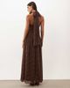 TFNC TFNC chiffon contrast waistband halter neck maxi dress in chocolate polka dot-Brown - 4