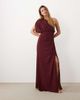 TFNC TFNC chiffon one shoulder draped maxi dress in burgundy-Gray - 1