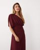 TFNC TFNC chiffon one shoulder draped maxi dress in burgundy-Gray - 3