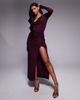 TFNC TFNC cowl front embelished maxi dress with thigh split in cherry-pink - 1
