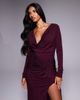 TFNC TFNC cowl front embelished maxi dress with thigh split in cherry-pink - 3