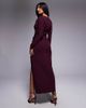 TFNC TFNC cowl front embelished maxi dress with thigh split in cherry-pink - 4