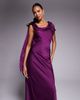 TFNC TFNC fallen shoulder maxi dress with tie details in purple berry-Red - 4