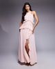 TFNC TFNC halter neck chiffon maxi dress with ruffle detail and slit in soft pink - 1
