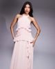 TFNC TFNC halter neck chiffon maxi dress with ruffle detail and slit in soft pink - 2