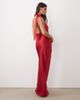 TFNC TFNC hammered satin cowl neck scarf detail maxi dress in red - 3