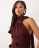TFNC TFNC high neck 3D floral appliqué scarf detail chiffon mini dress in plum-Purple - 3