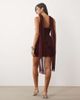 TFNC TFNC high neck 3D floral appliqué scarf detail chiffon mini dress in plum-Purple - 4