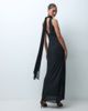 TFNC TFNC high neck chiffon scarf detail maxi dress in black - 4