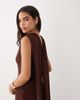 TFNC TFNC high neck chiffon scarf detail maxi dress in chocolate-Brown - 2