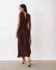 TFNC TFNC high neck chiffon scarf detail maxi dress in chocolate-Brown - 3