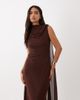 TFNC TFNC high neck chiffon scarf detail maxi dress in chocolate-Brown - 4