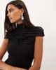 TFNC TFNC high neck mesh maxi dress with ruched detailing in black - 3