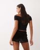 TFNC TFNC hotfix velvet hot pants in black - 4